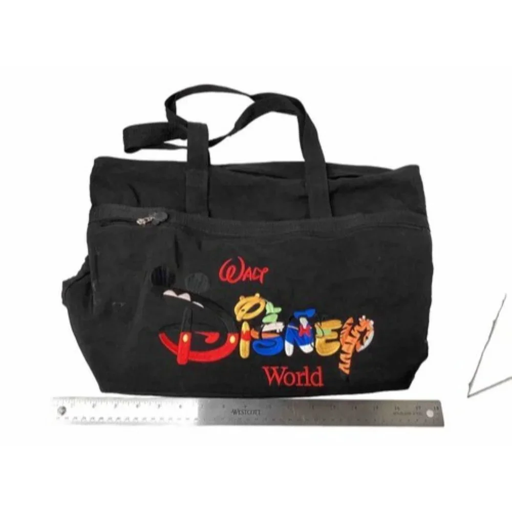 Disney World Character Embroidered Letter Tote Bag Black - Picture 5 of 5